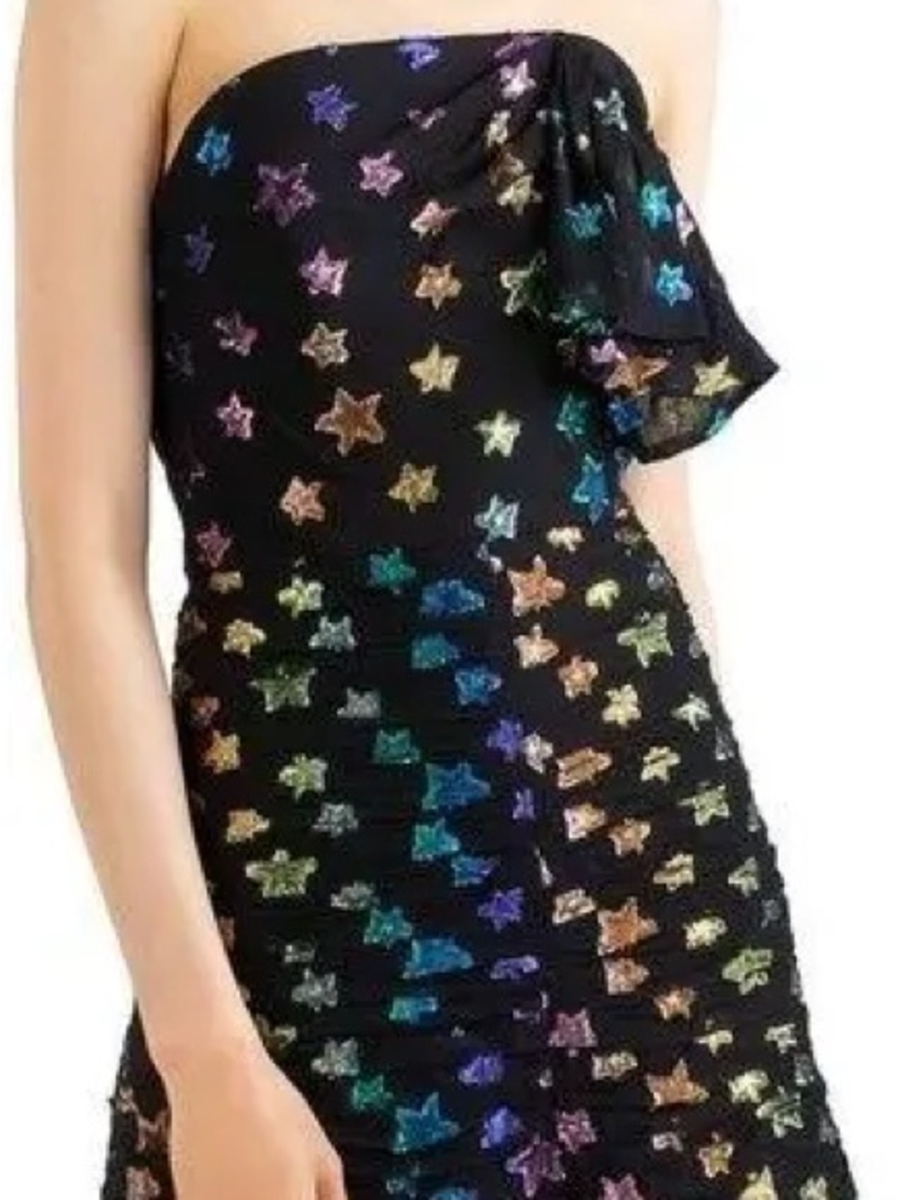NWT Shoshanna Strapless Black Dress with Iridescent Star Sequin Detail